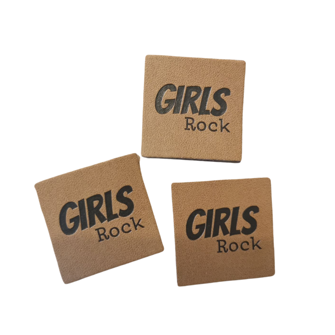 Etiquette simili cuir Girls rock