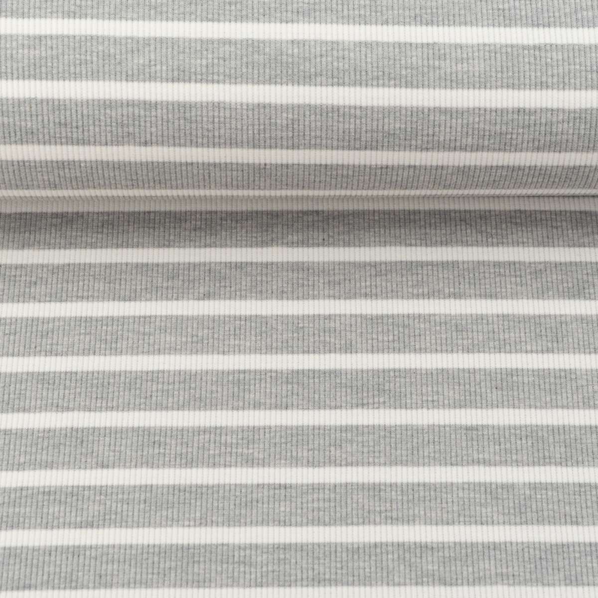 Ribjersey Streifen Grau melange