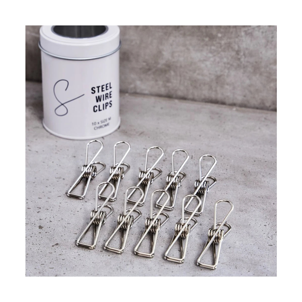 CLIPS EN FIL D'ACIER MOYEN (10 pcs.) chrome