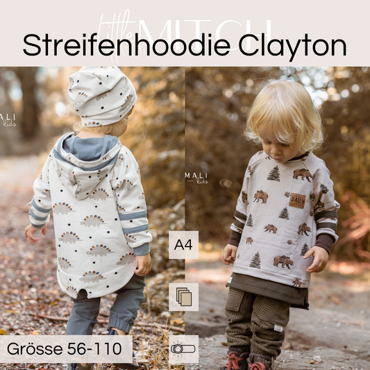 Little mitch design  E-Book Schnittmuster "Streifenhoodie Clayton Mini ''