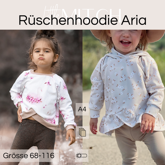 Little mitch design  E-Book Schnittmuster "Rüschenhoodie Aria Mini ''