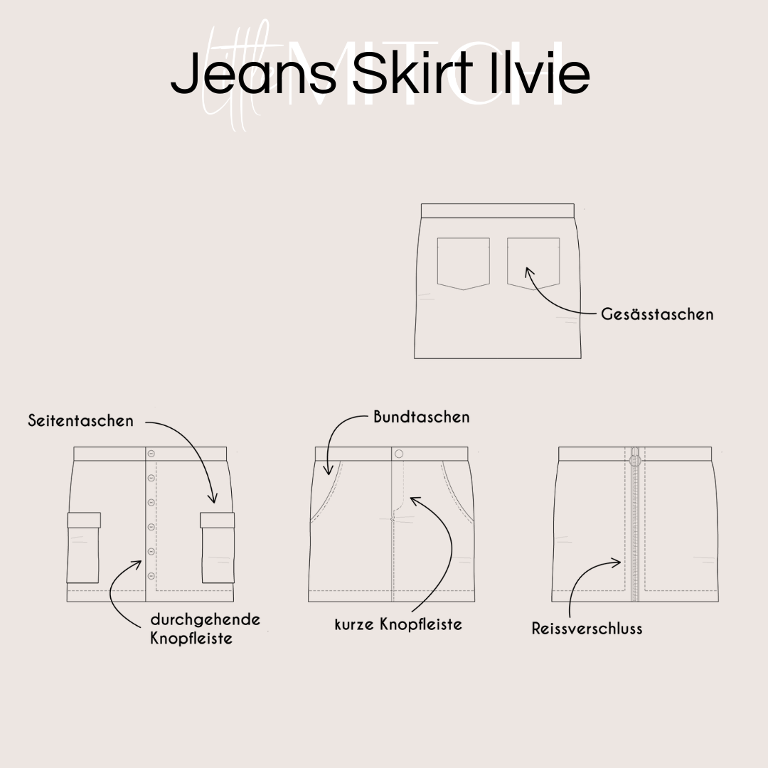 Little mitch design  E-Book Schnittmuster " Jeans Skirt Ilvie Maxi / Grösse 122-164"