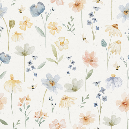 Eco Flex Lycra Stoff Flowers ecru