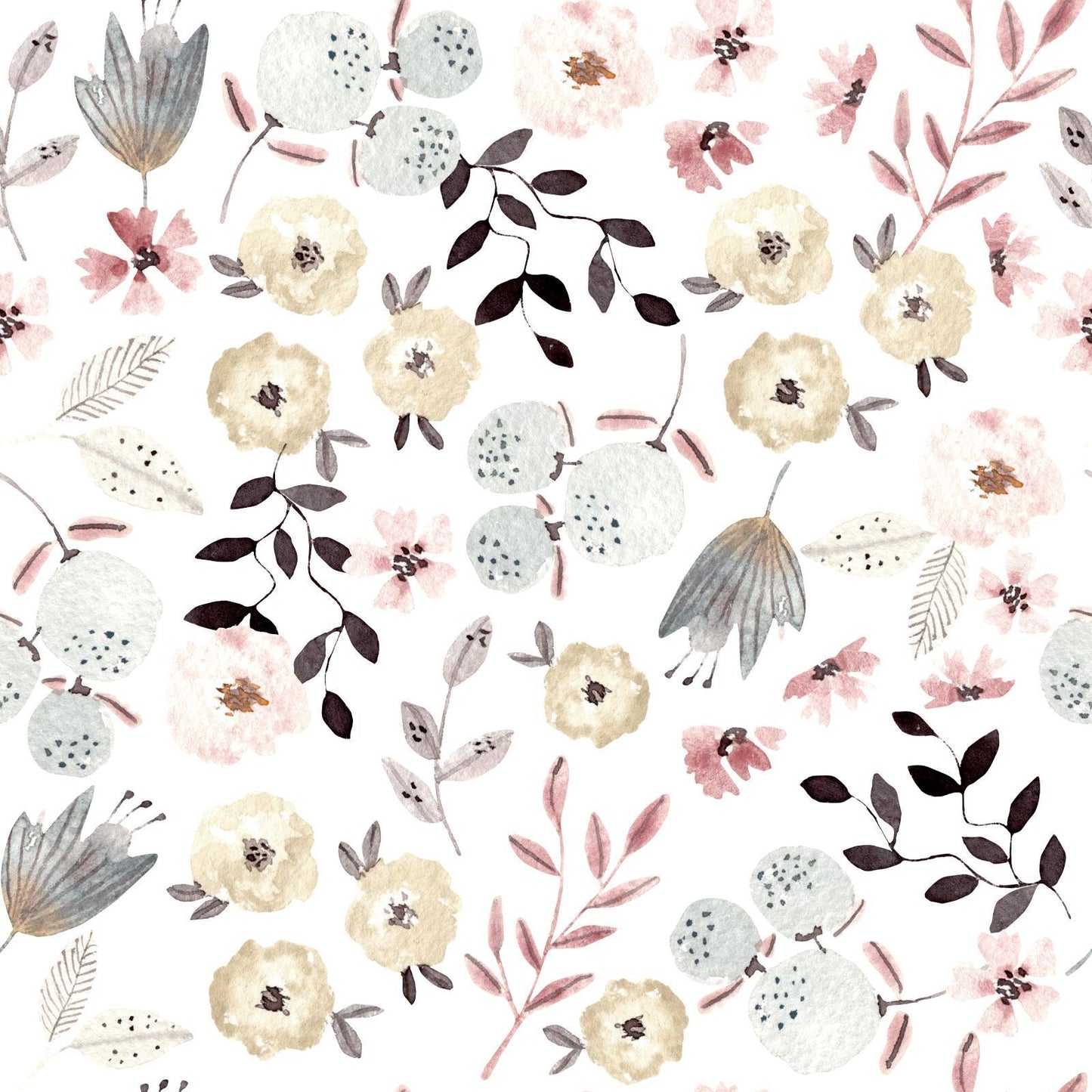 Rib Jersey Flowers bleu