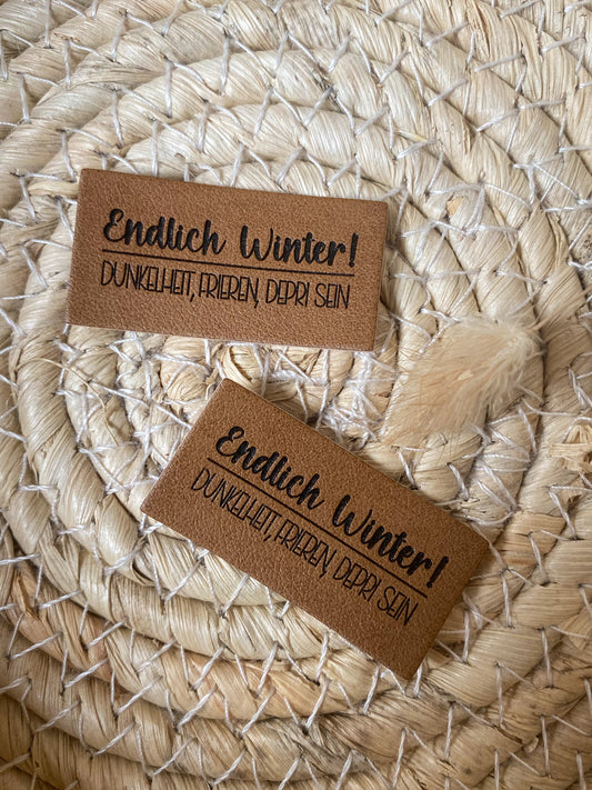 Kunstlederlabel Endlich Winterzeit
