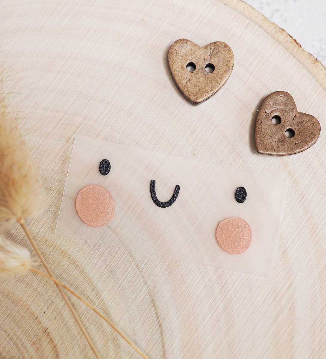 Étiquette en silicone 3D - Visage mignon * thermocollant *