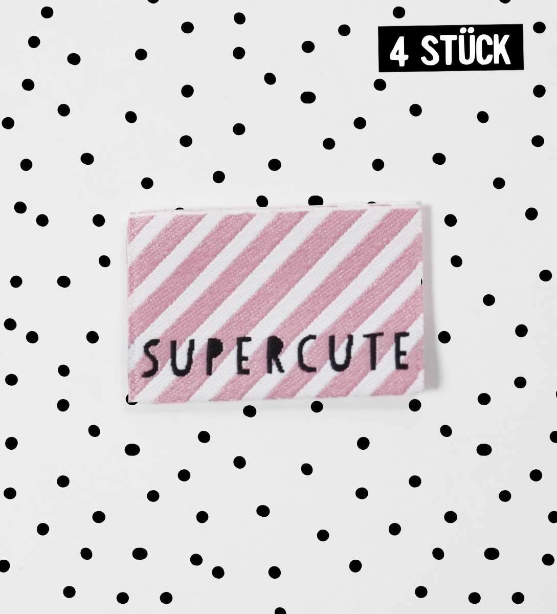 Weblabel *supercute - pink* - 3,4 x 2,2 cm - 4er Pack