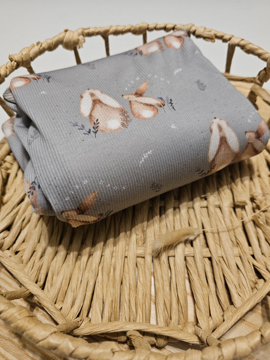 Reststück Rib Jersey Hasen Lila