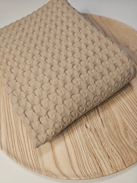 Reststück Baumwoll Waffelstoff Beige 75cm