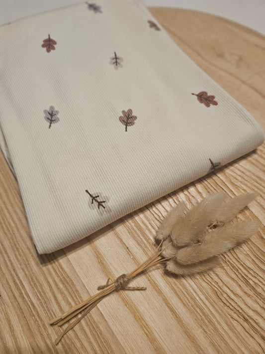 Reststück Rib Jersey Herbstblätter MHP Bio 100cm