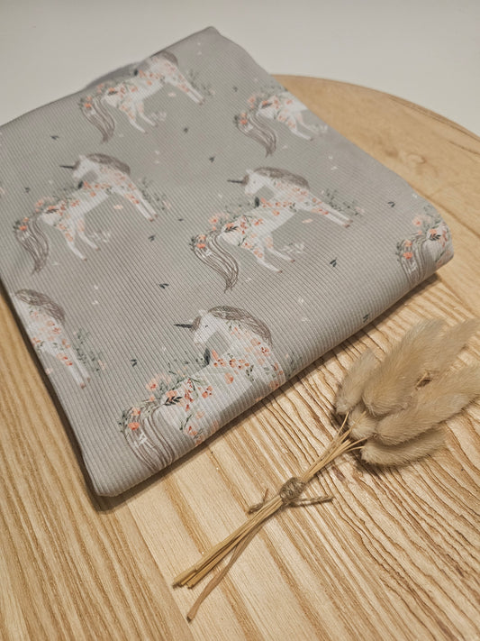 Reststück Rib Jersey Einhorn 100cm