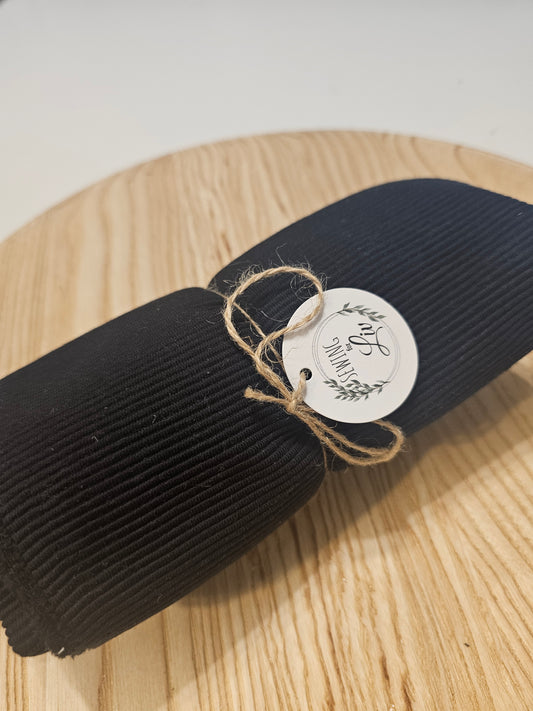 Reststück Ottoman Rib Jersey Schwarz 50cm
