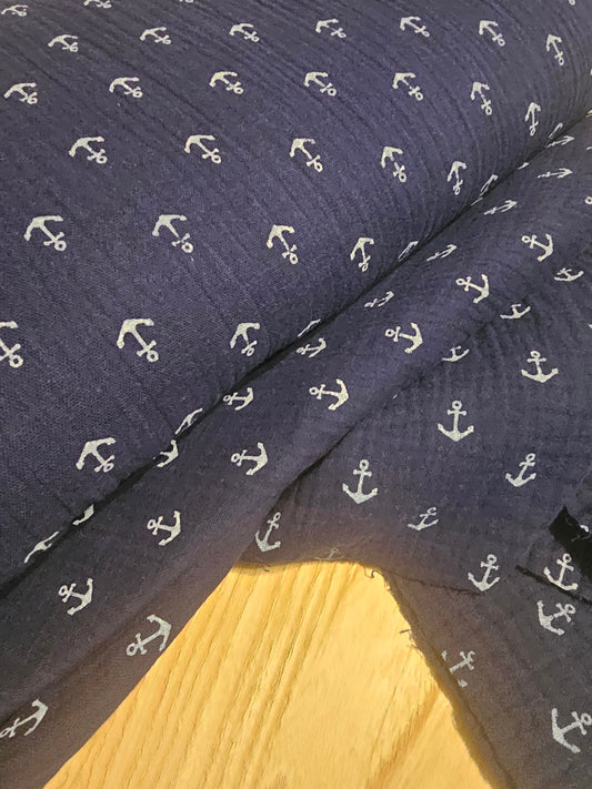 Musselin Anker Navy