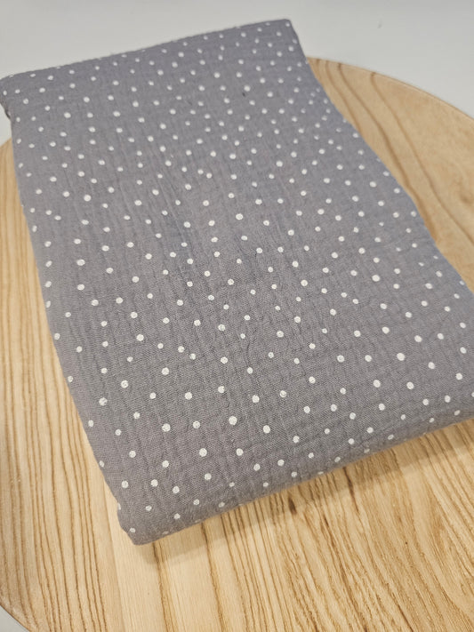 Reststück Musselin Dots grau 100cm