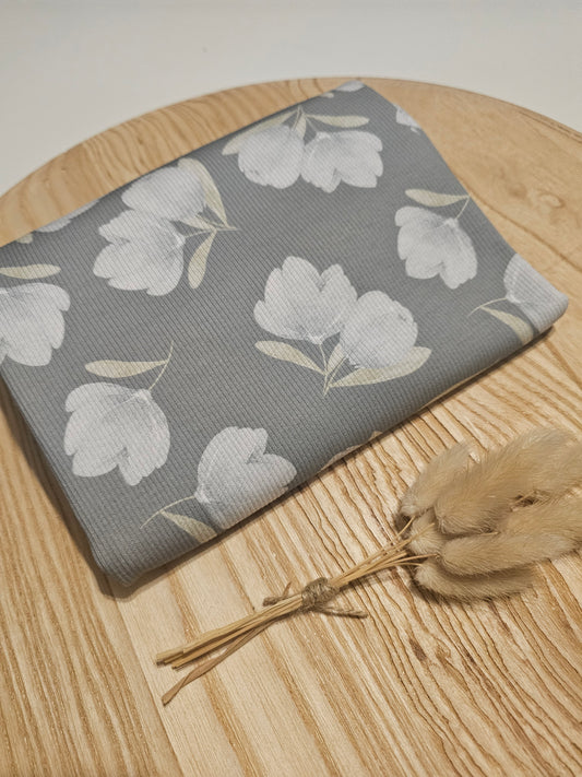 Reststück Rib Jersey Tulpen 70cm