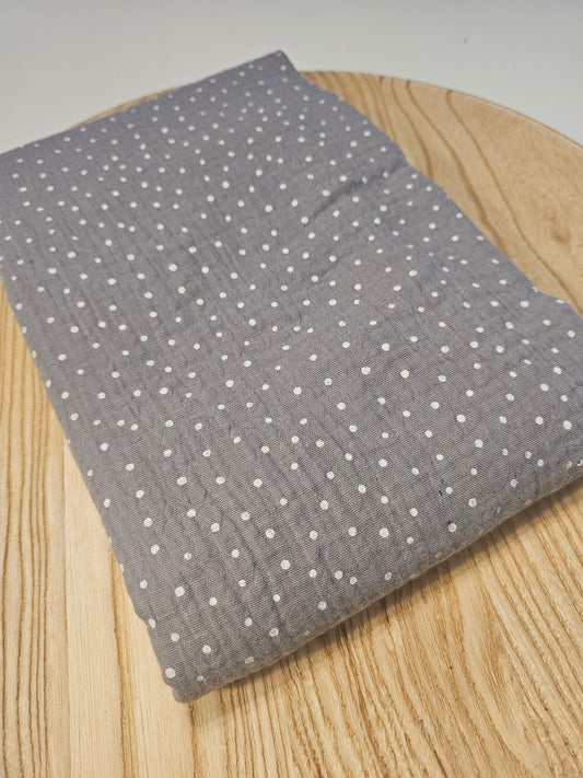 Reststück Musselin Dots grau 150cm