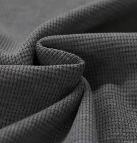 Waffelstrick Jersey Dunkelgrau Melange