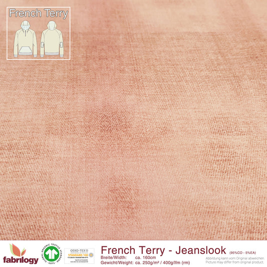 Bio French Terry Jeanslook Puderrosa