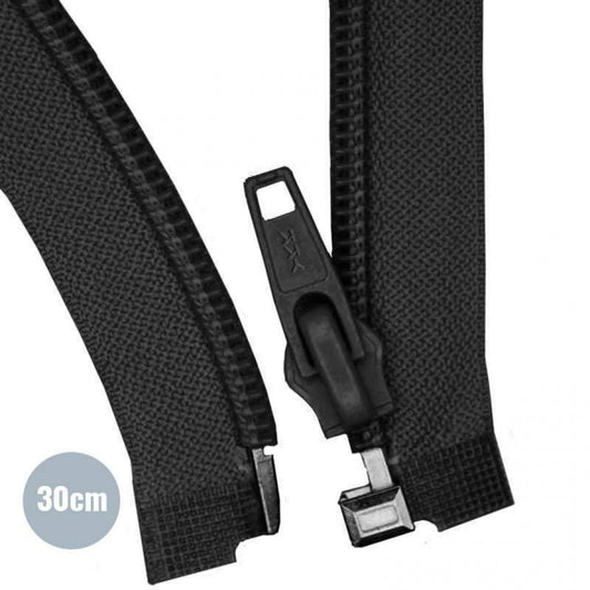 Fermeture éclair divisible noire 30cm
