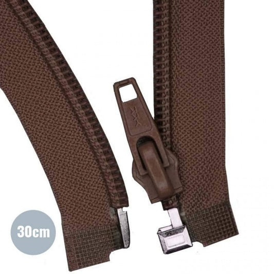Fermeture éclair divisible marron 30cm