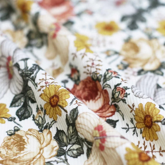 Jersey côtelé à fleurs vintage