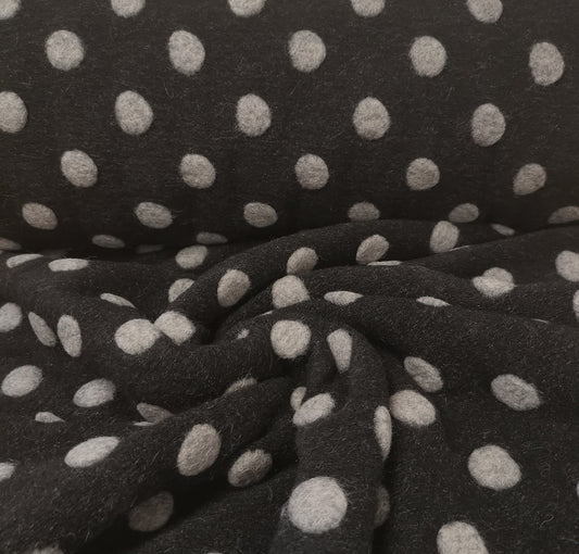 Molleton de laine Pois gris sur noir