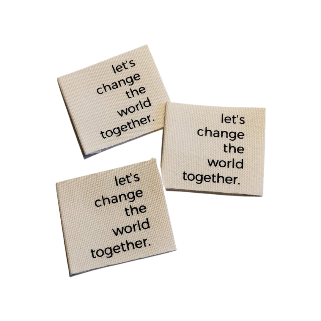 Baumwoll-Label Let's change the world together