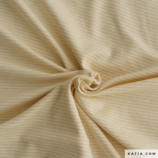 Purest Cotton Knit Interlock-Jersey Stripes Beige/Crème en coton biologique