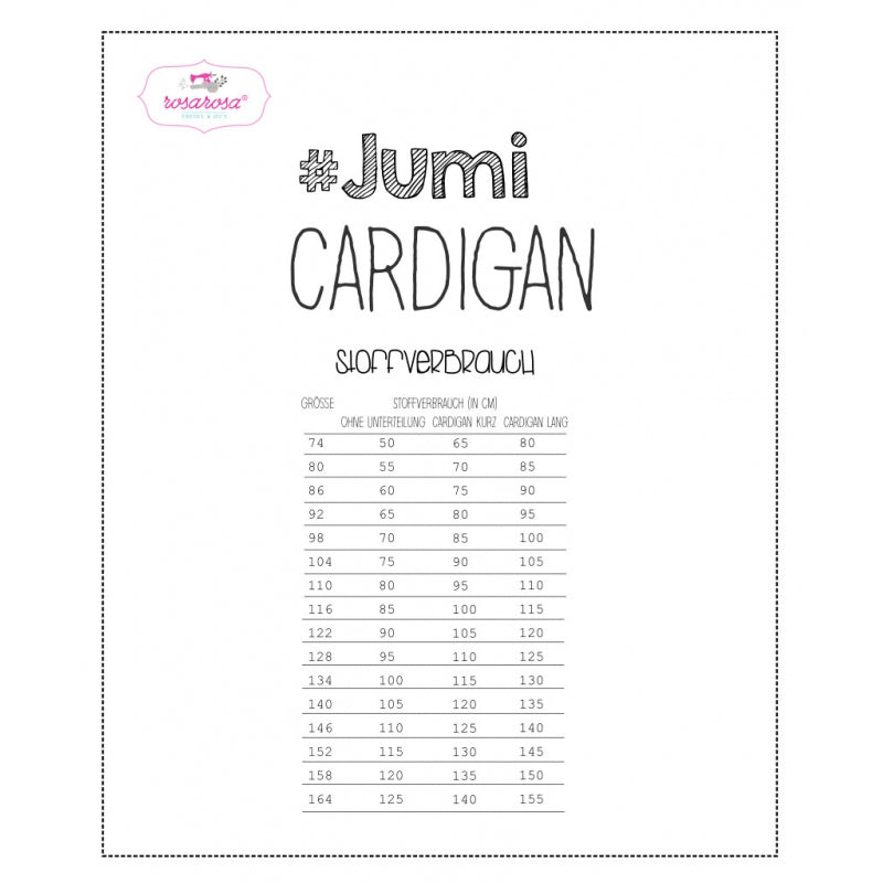 Papierschnittmuster RosaRosa '' Jumi Cardigan''